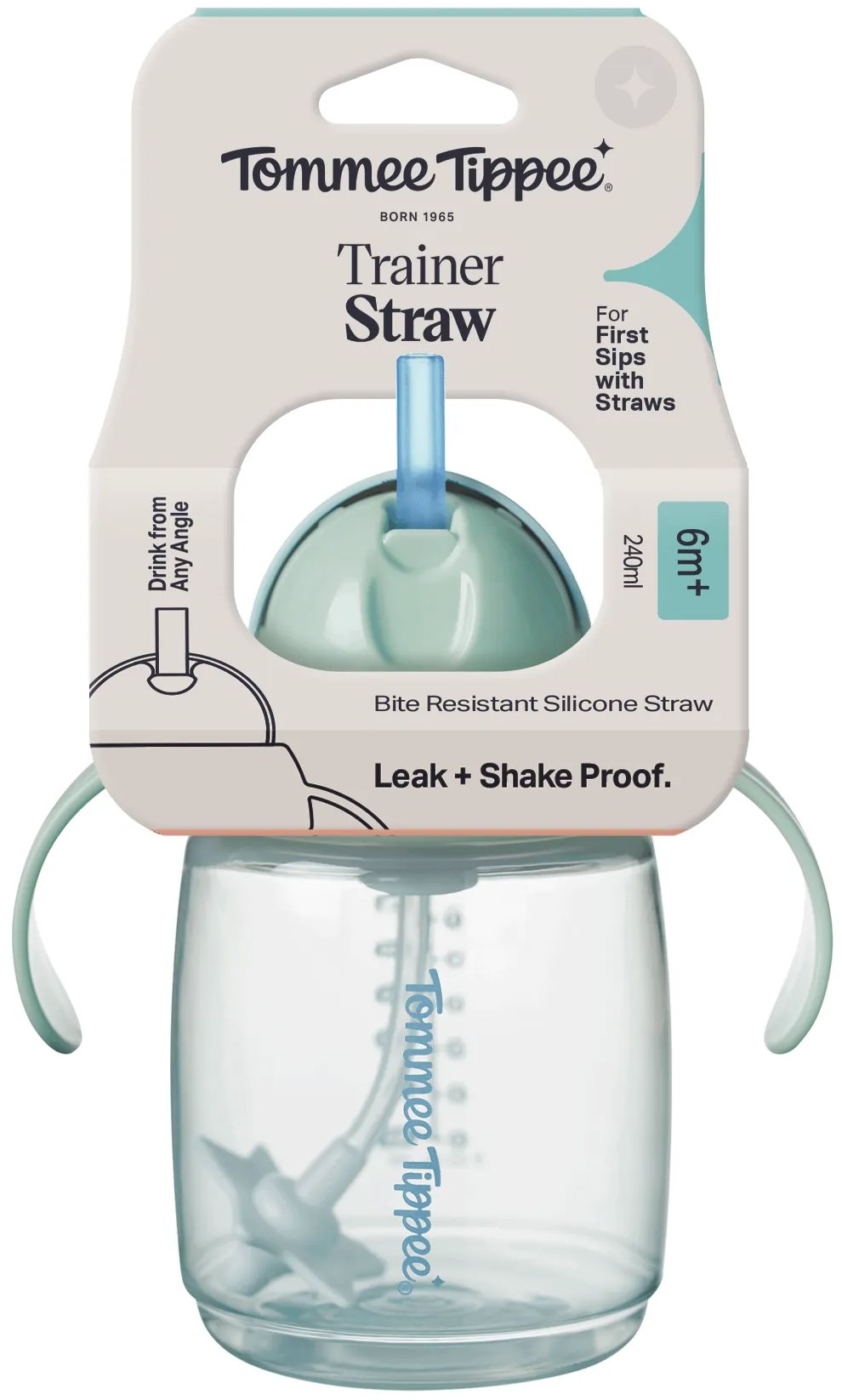 Tommee Tippee tréninkový netekoucí hrneček s brčkem a závažím, 240 ml, 6m+, zelený
