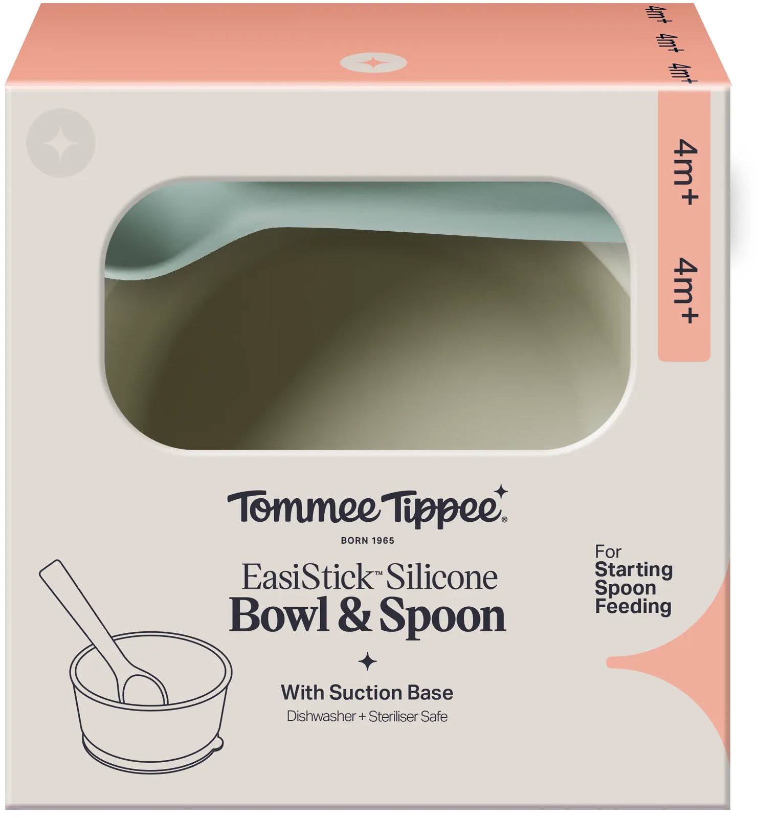 Tommee Tippee silikonová mistička s přísavkou a lžičkou, zelená