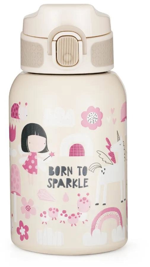 PETITE&MARS láhev nerezová termo se slámkou Twinkling Fairy 18 m+, 350 ml
