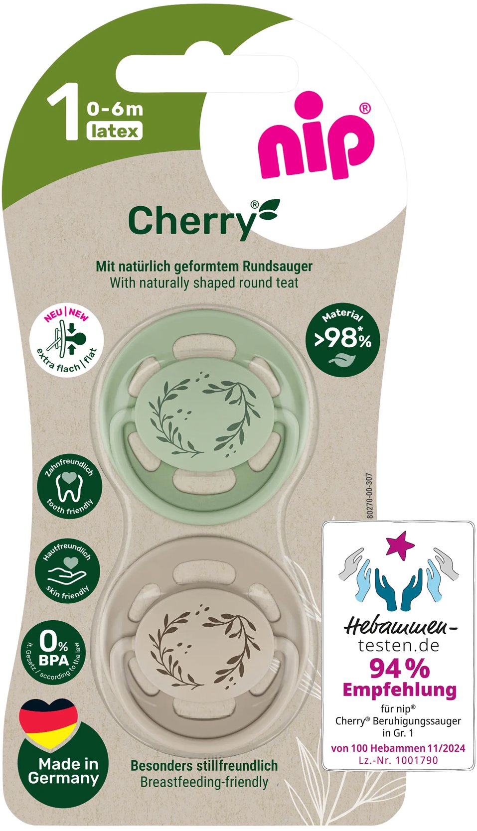 NIP Cherry Nature Green/Brown, 0–6 m, 2 ks
