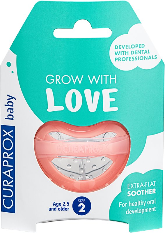 CURAPROX Baby, ortodontický dudlík od 2,5 roku, vel. 2, korálový