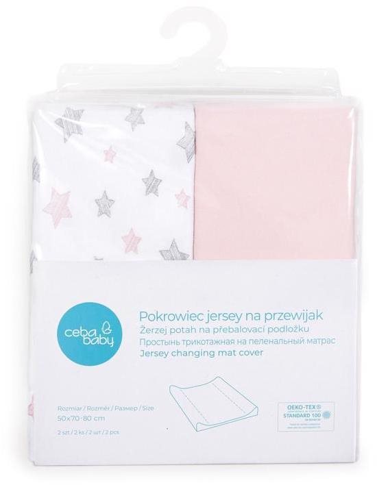 CEBA potah na přebalovací podložku 50x 70-80 cm 2 ks - Candy Pink Stars