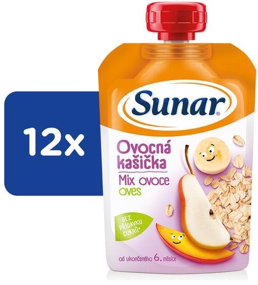 Sunar kašička ovocná kapsička mix ovoce, ovesné vločky 6m+, 12× 120 g