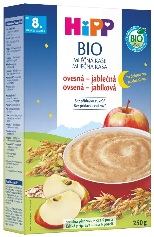 HiPP BIO Mléčná kaše na dobrou noc ovesná-jablečná 250 g