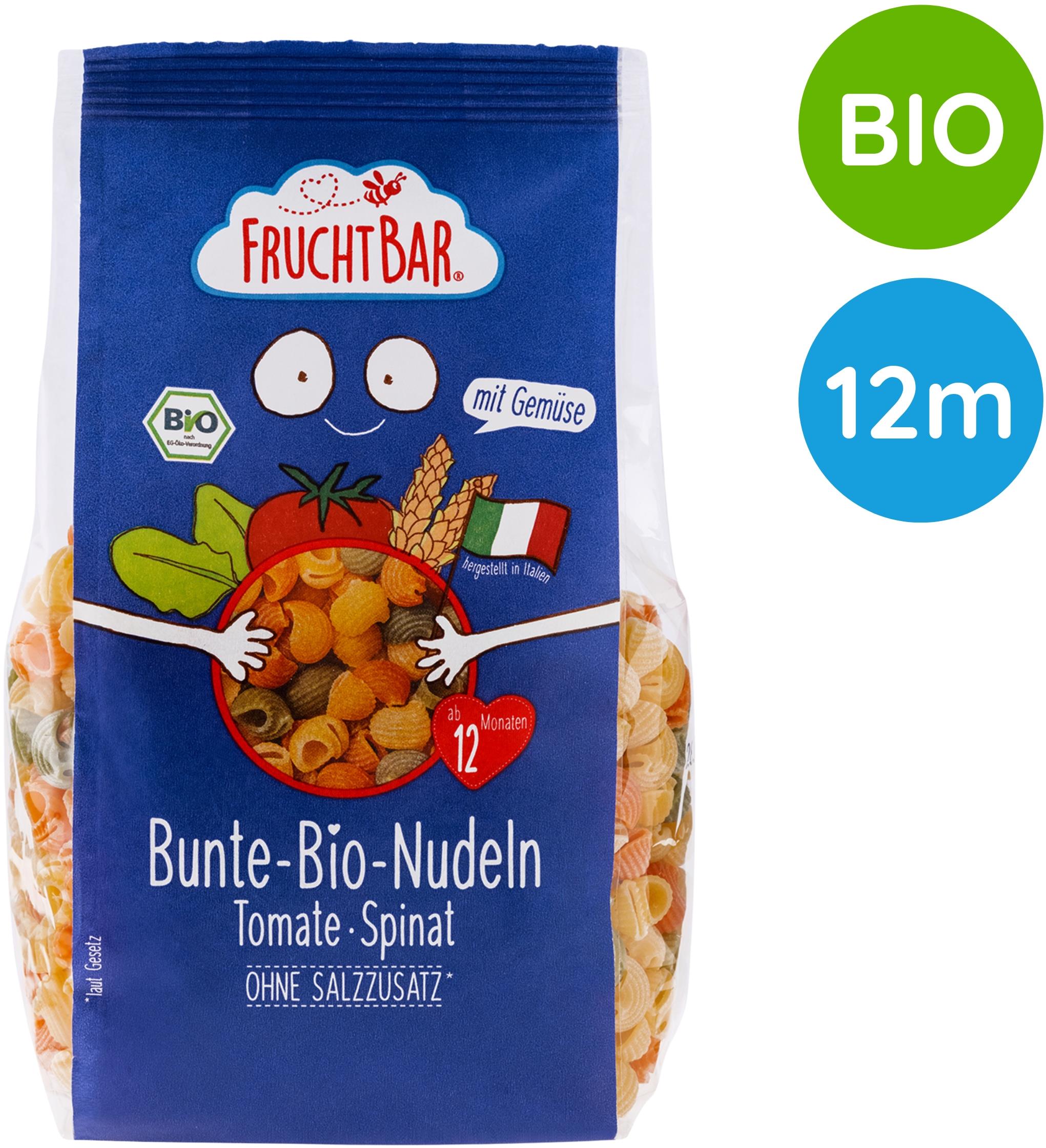 FruchtBar BIO těstoviny s příchutí rajčat a špenátu 300 g