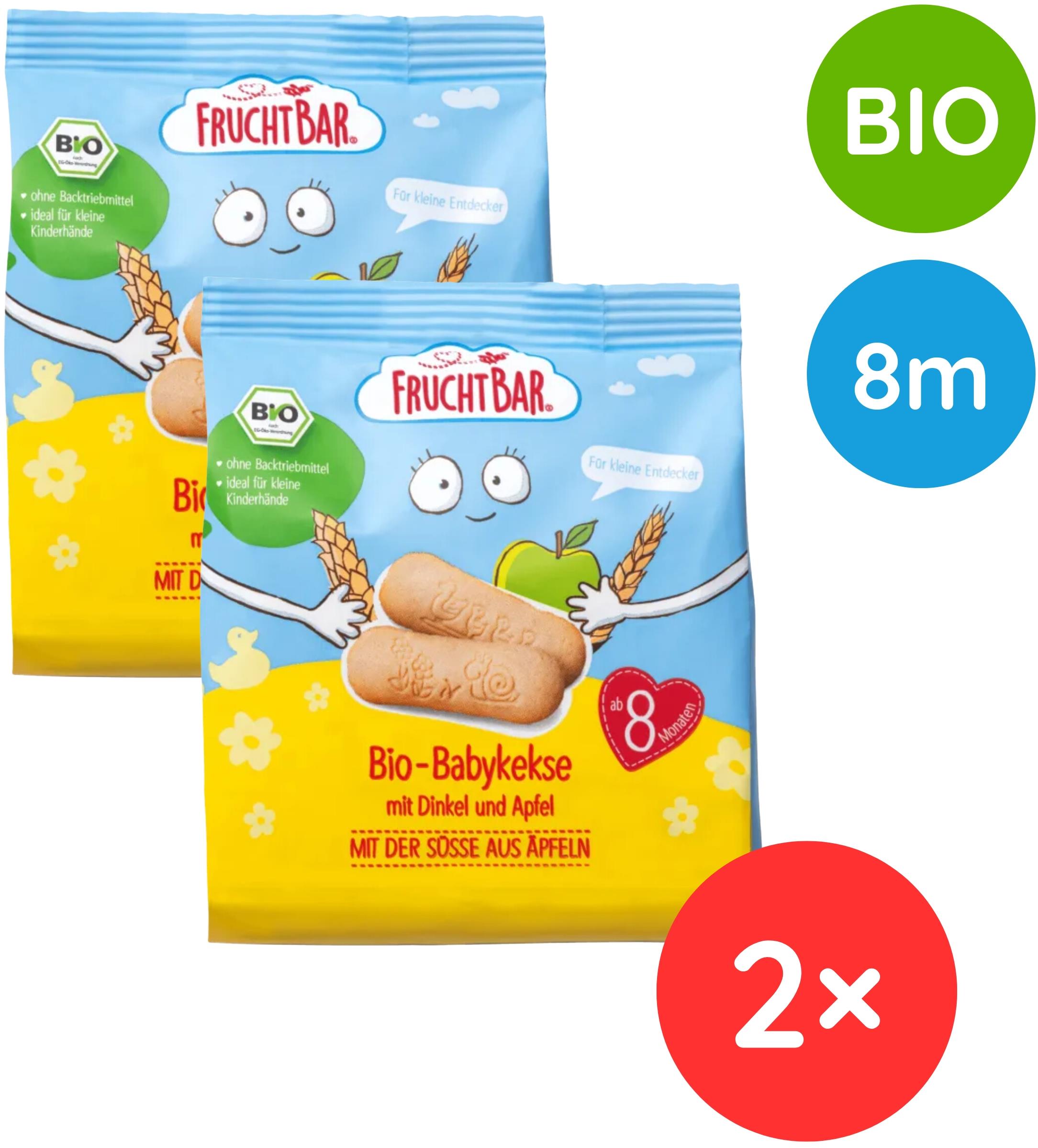 FruchtBar BIO špaldové sušenky s jablky 2× 100 g