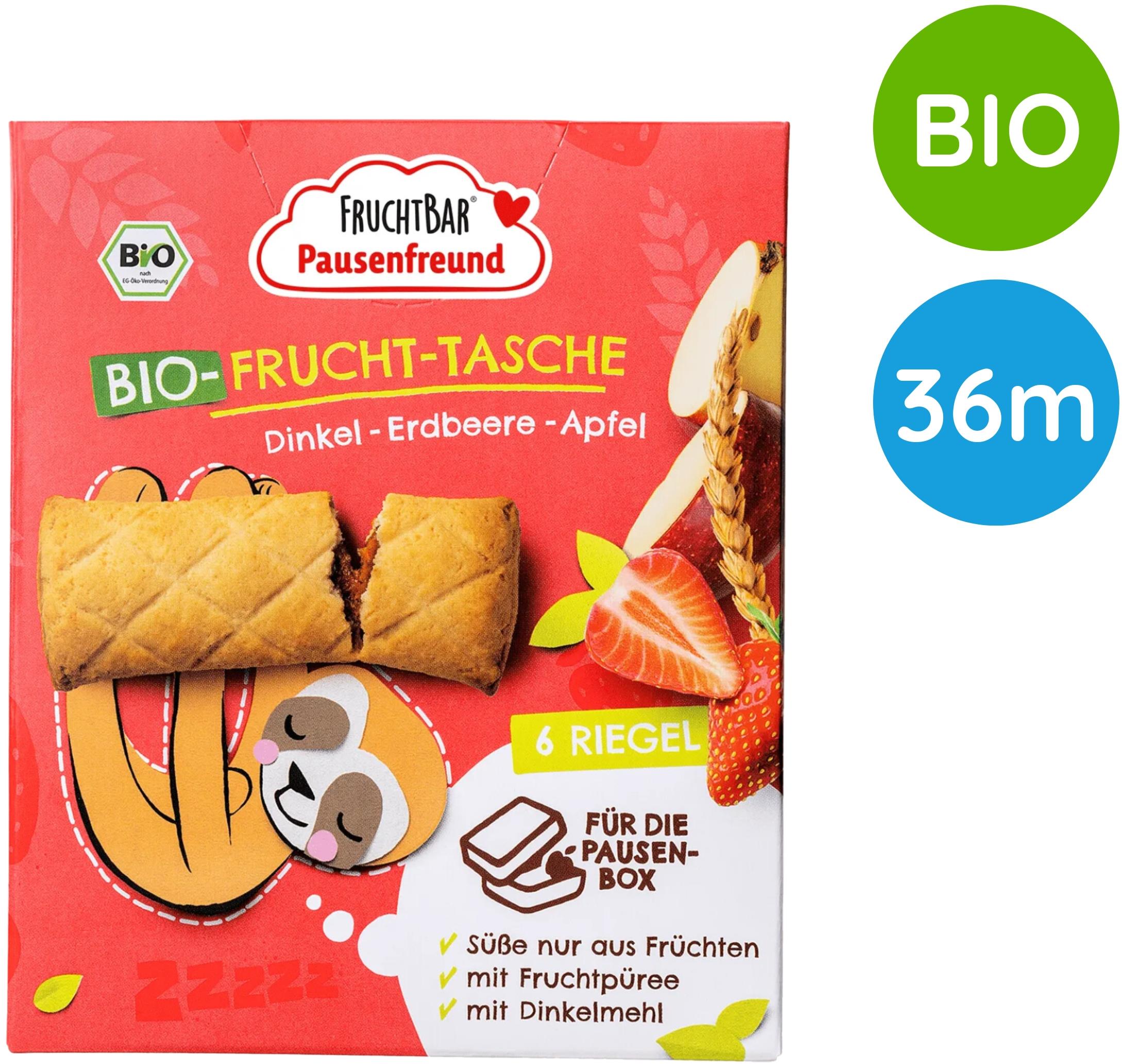 FruchtBar BIO špaldové taštičky jahoda a jablko 6× 22 g