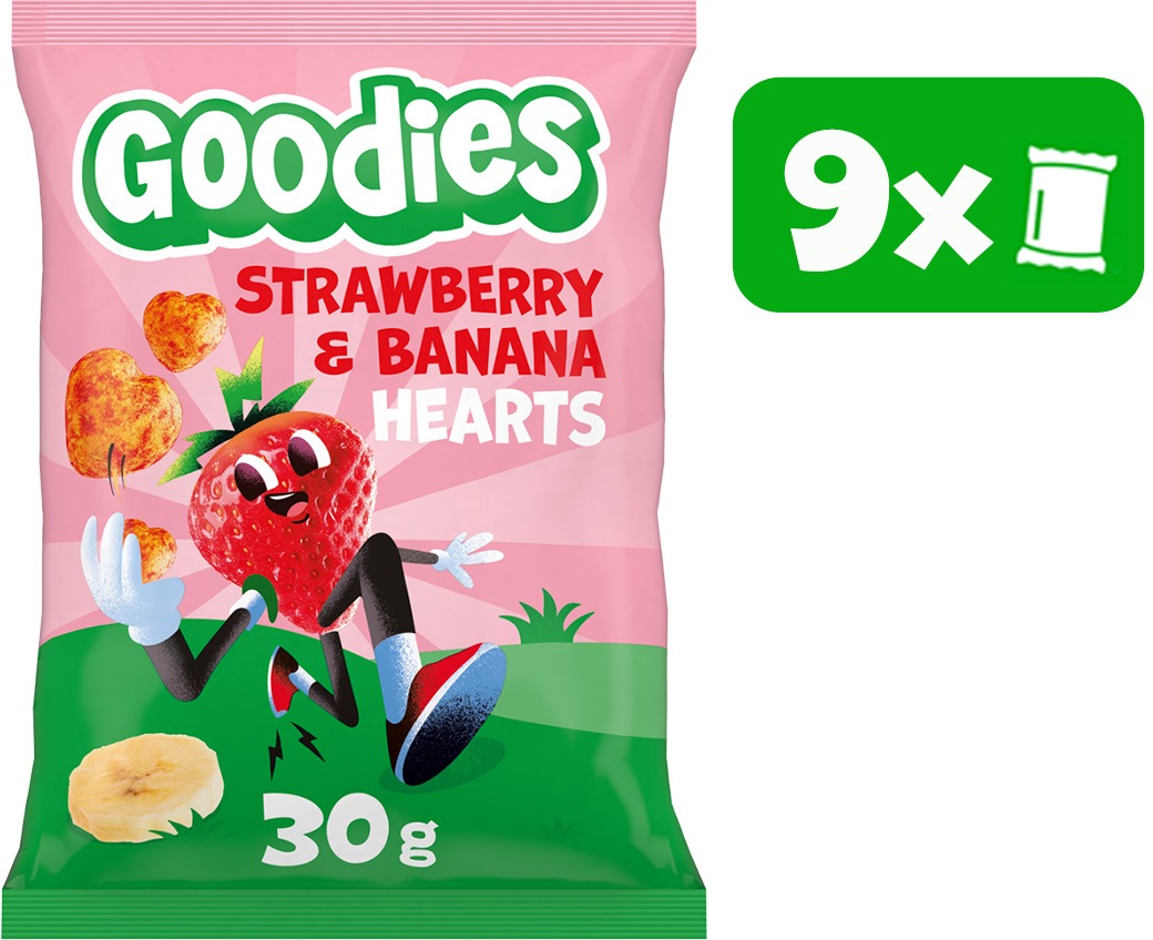 Goodies křupky srdíčka banán a jahoda 9× 30 g