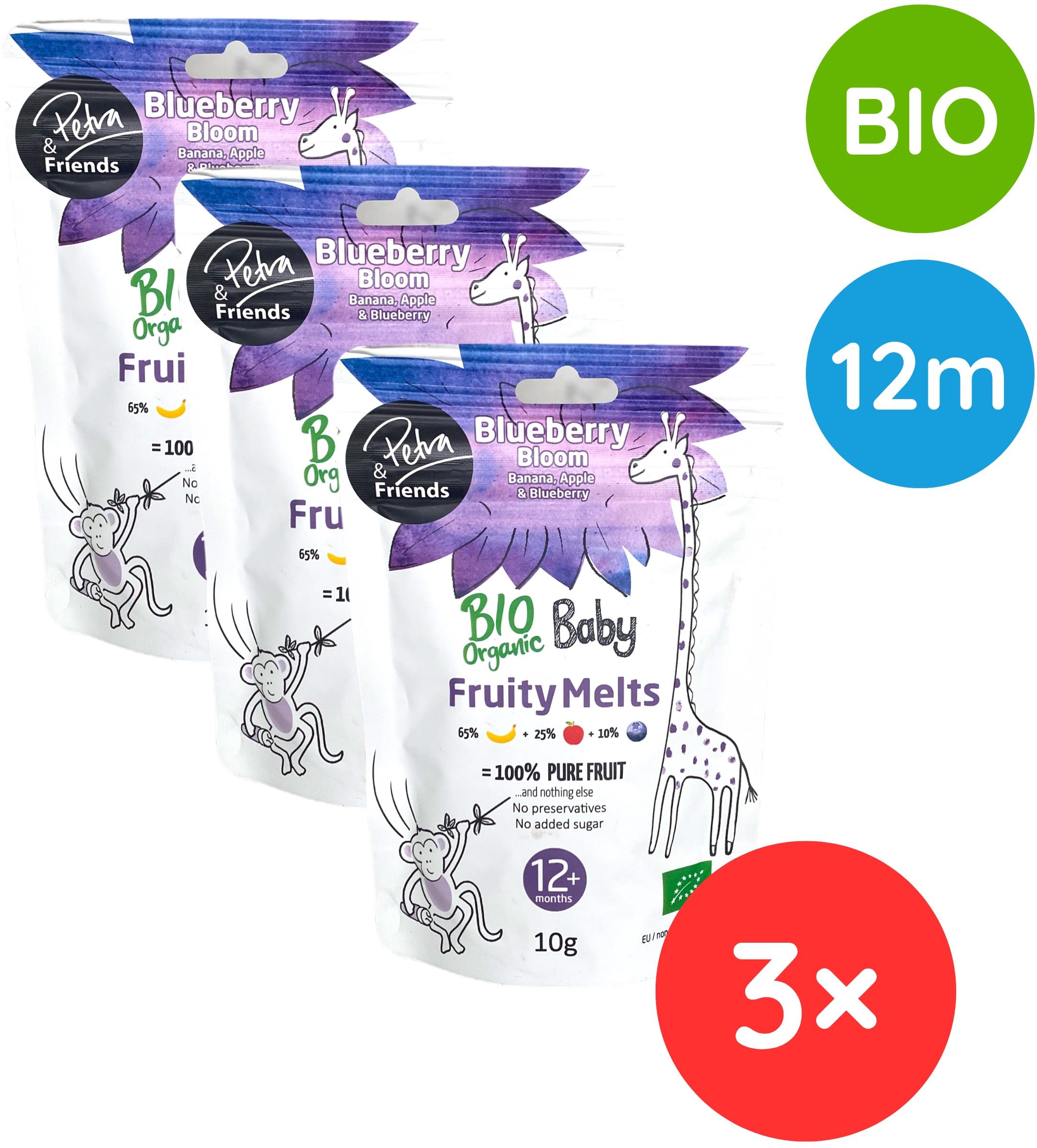 Petra & Friends BIO Ovocné kousky banán, jablko a borůvka 3× 10 g