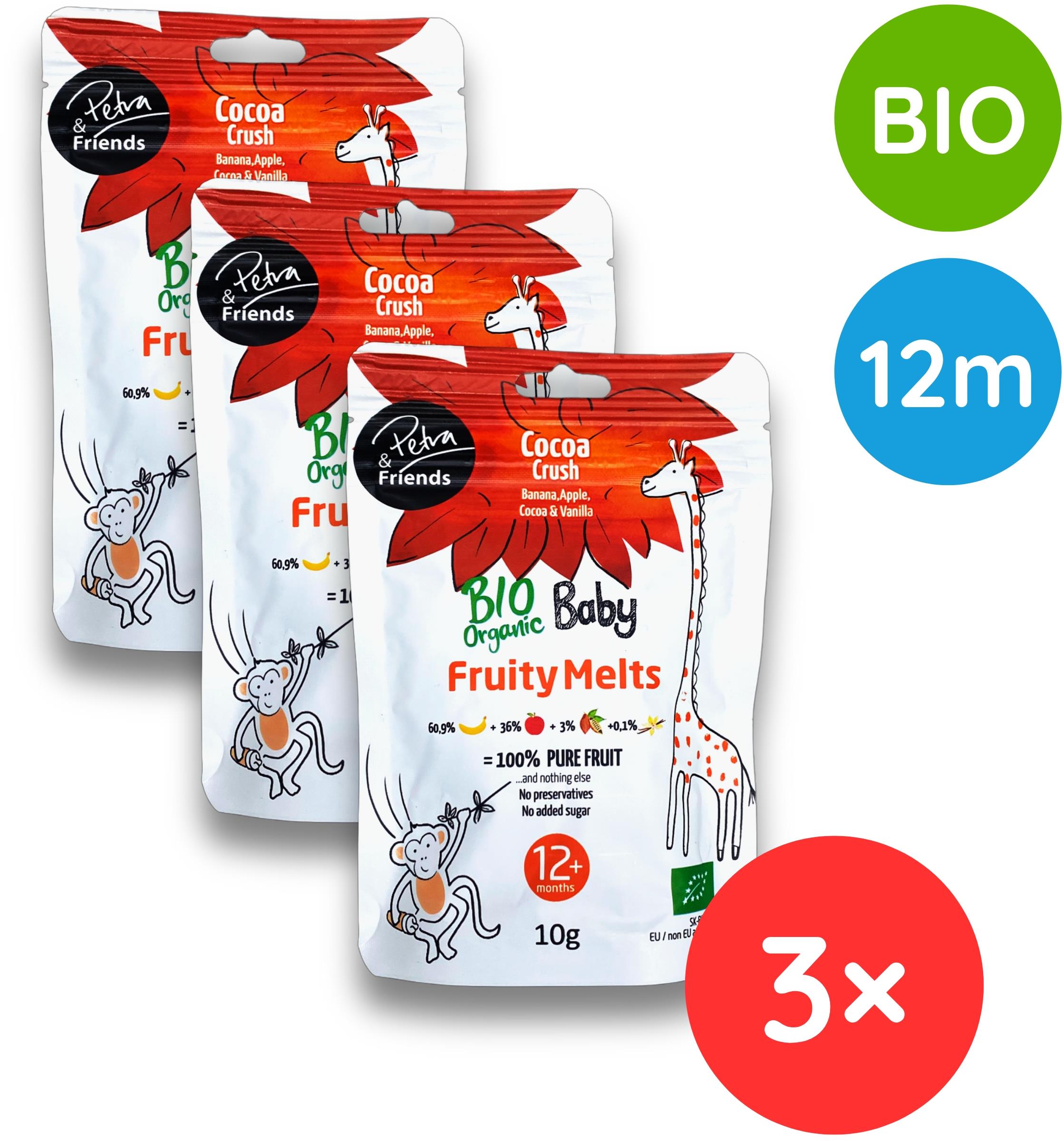Petra & Friends BIO Ovocné kousky banán, jablko, kakao a vanilka 3× 10 g