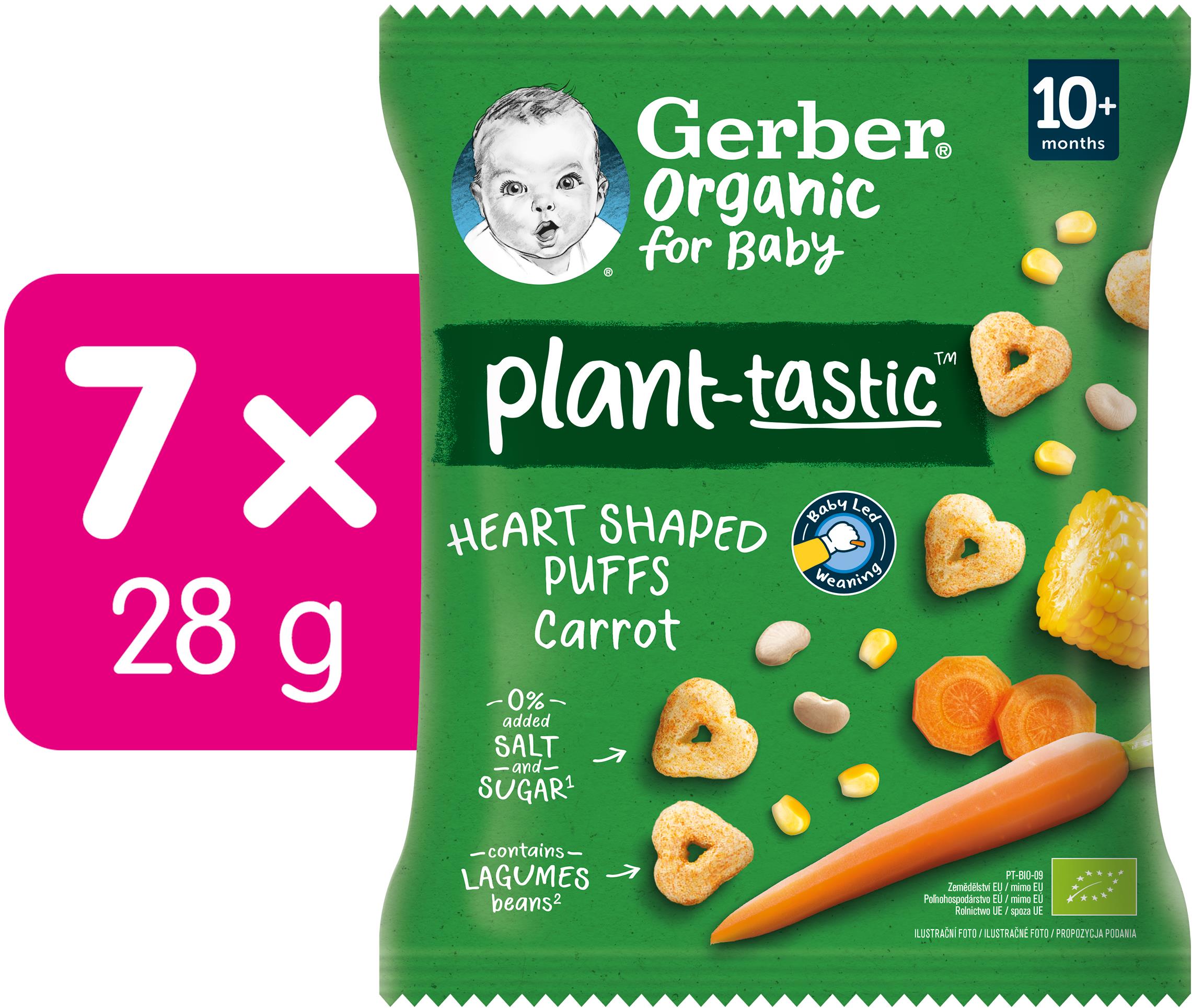 GERBER Organic křupavá srdíčka s mrkví 7× 28 g