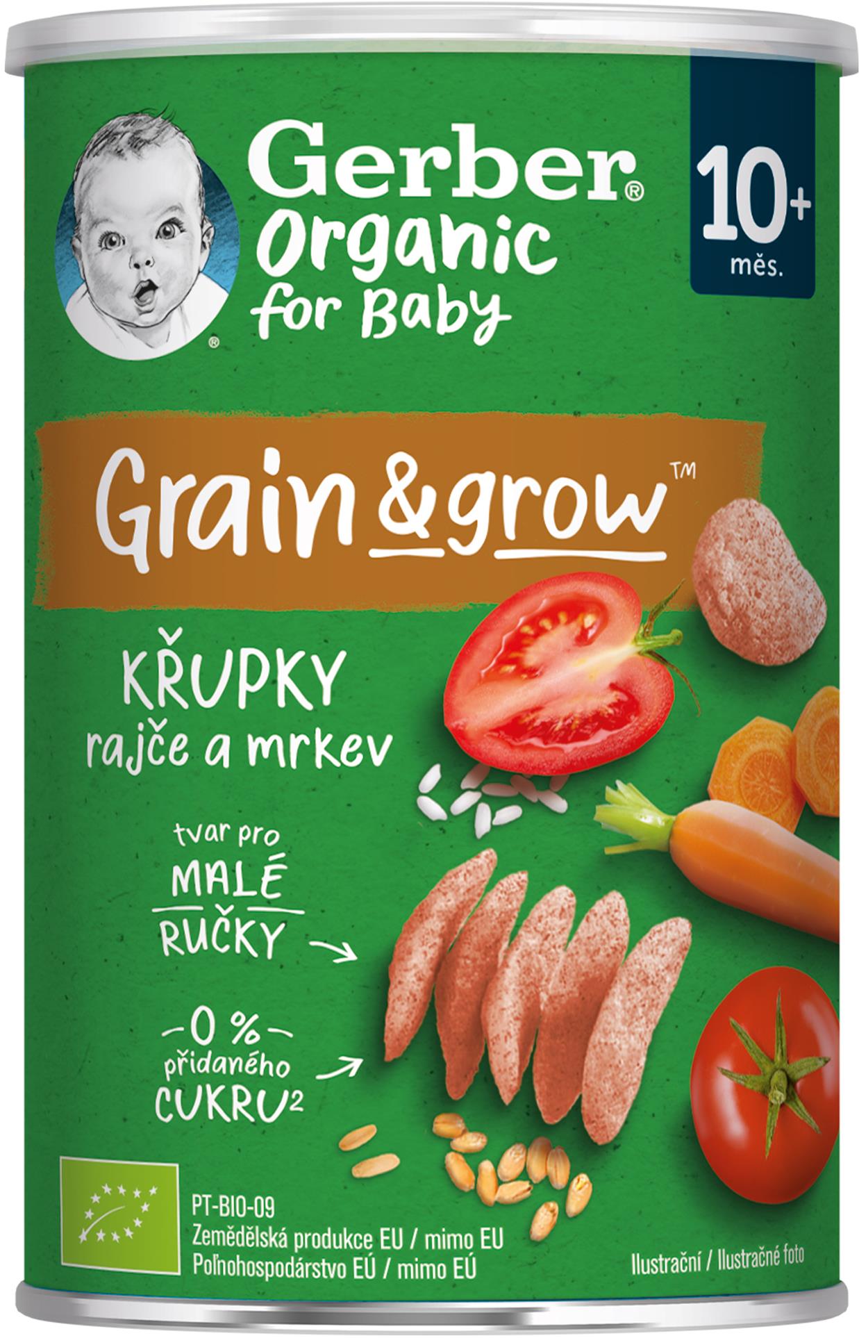 GERBER Organic křupky s rajčaty a mrkví 35 g