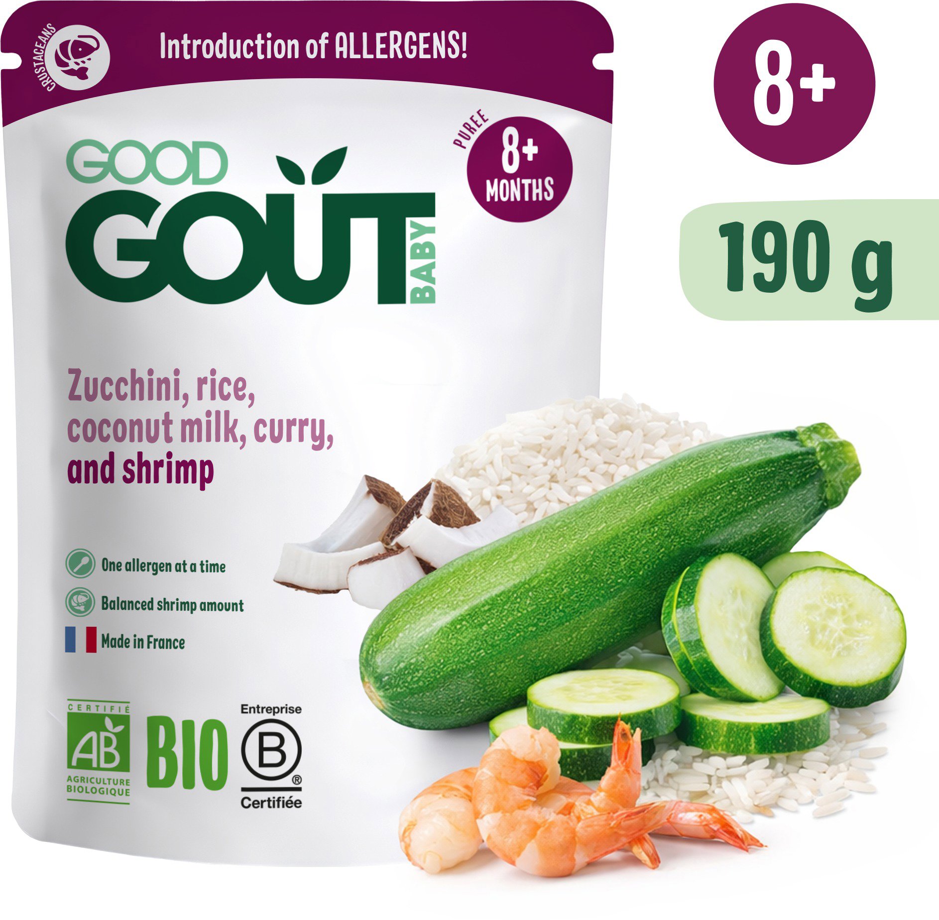 Good Gout BIO Krevety s rýží, cuketou a kokosovým mlékem 190 g