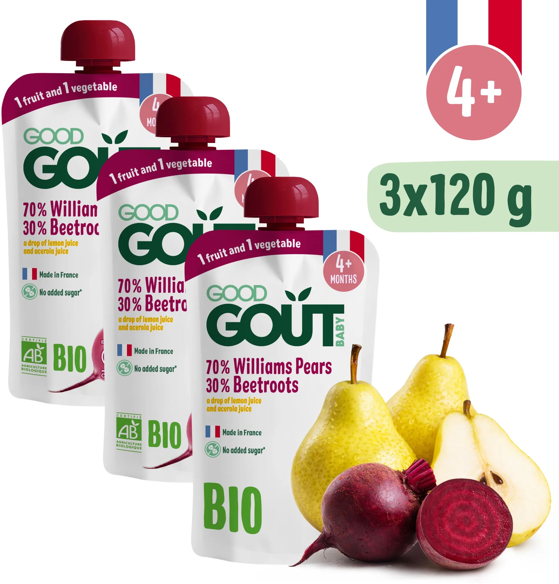 Good Gout BIO Hruška Williams s červenou řepou 3× 120 g