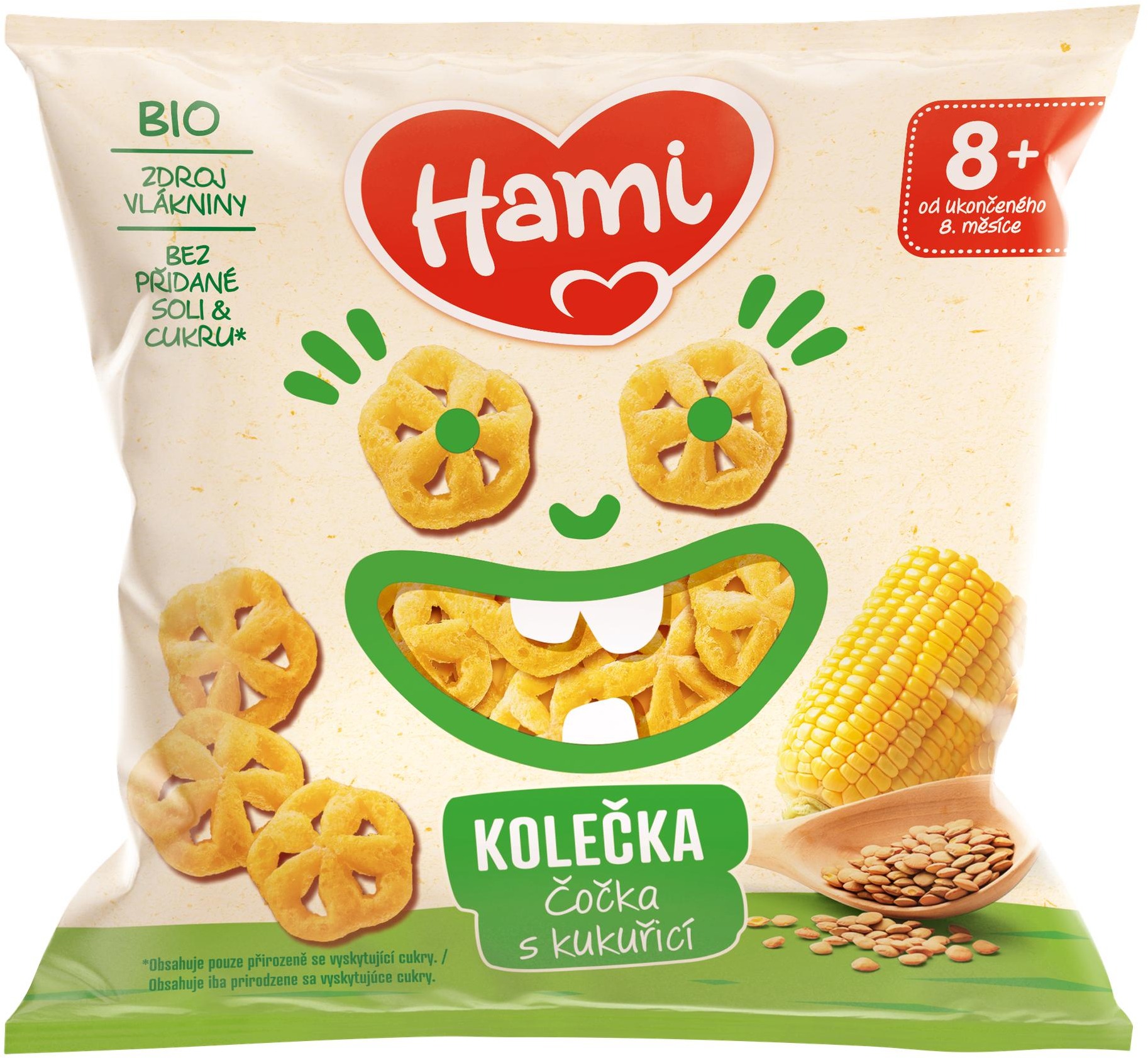 Hami Bio čočkové křupky s kukuřicí 20 g, 8+