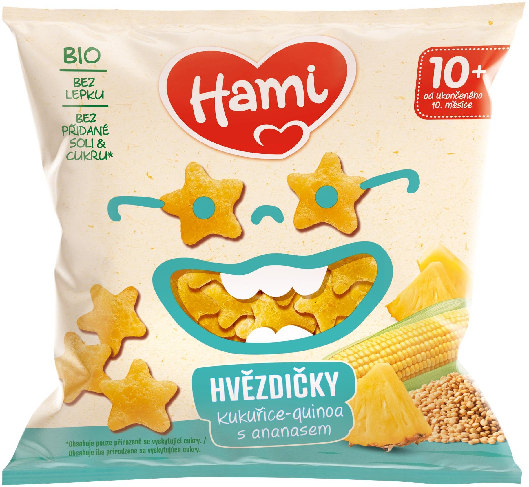 Hami Bio kukuřičné-quinoa křupky s ananasem 20 g, 12+