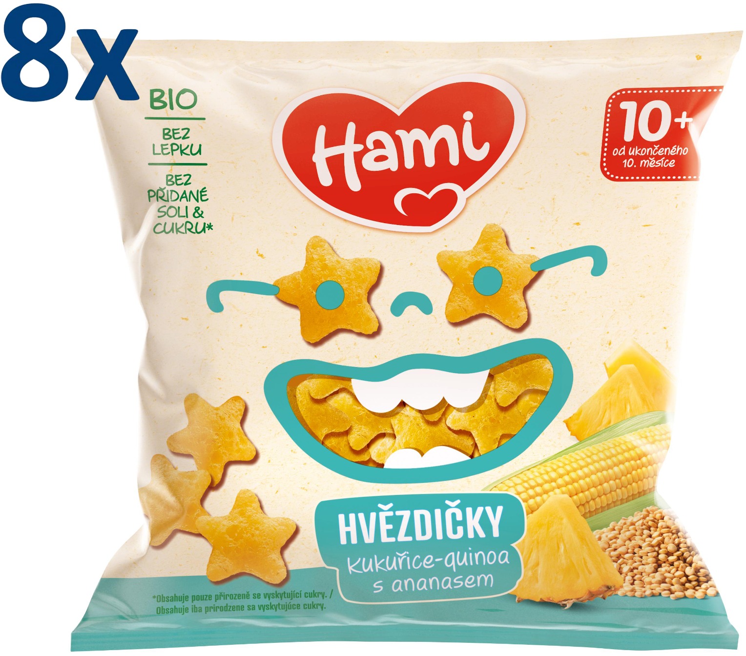 Hami Bio quinoa křupky s ananasem 8× 20 g, 12+