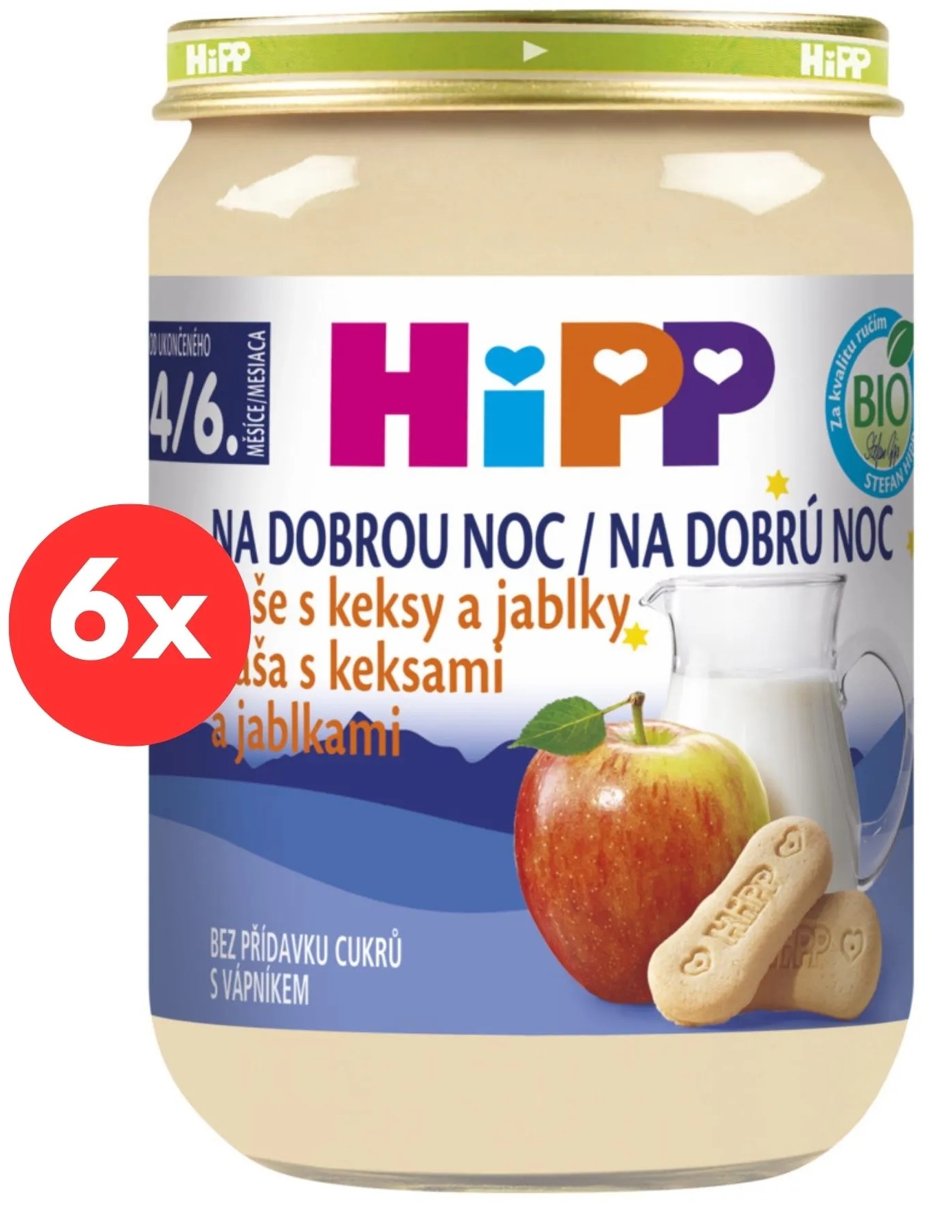 HiPP BIO Kaše na dobrou noc s keksy a jablky - 6× 190 g