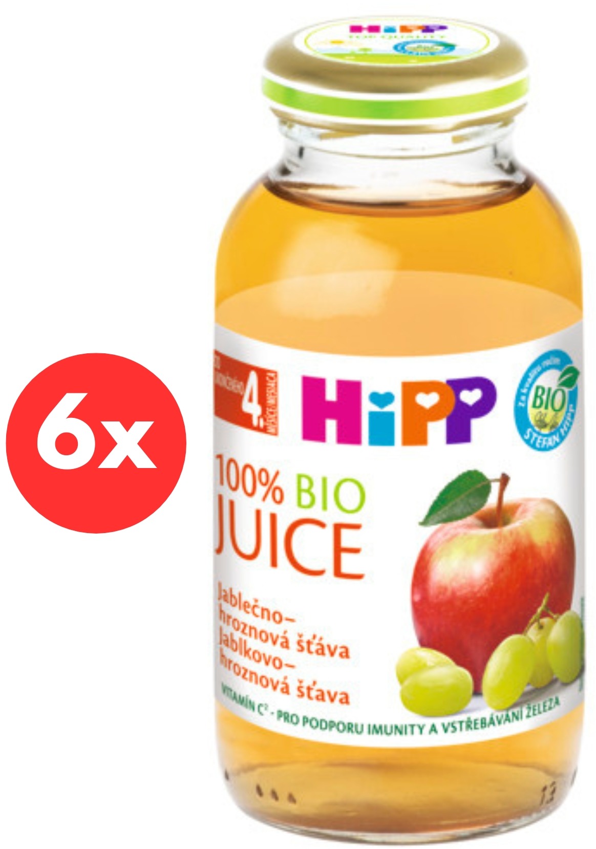 HiPP BIO Jablečno-hroznová šťáva - 6× 200 ml