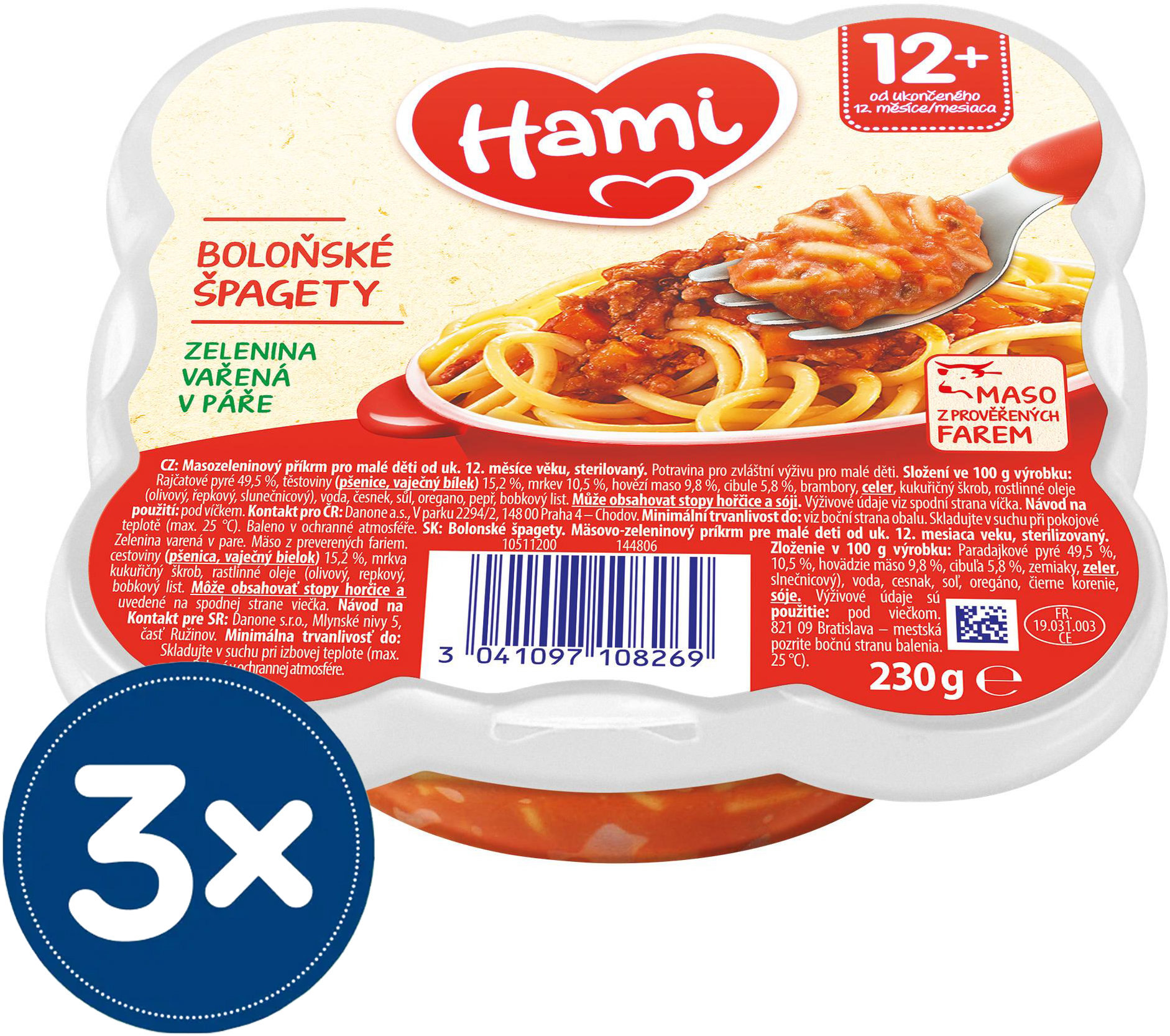 Hami masozeleninový talířek Boloňské špagety 3× 230 g
