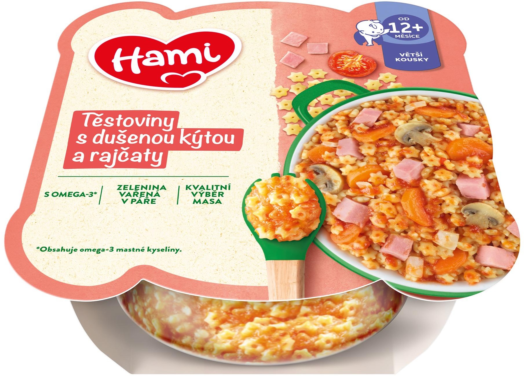 Hami masozeleninový talířek Těstoviny s dušenou kýtou a rajčaty 230 g