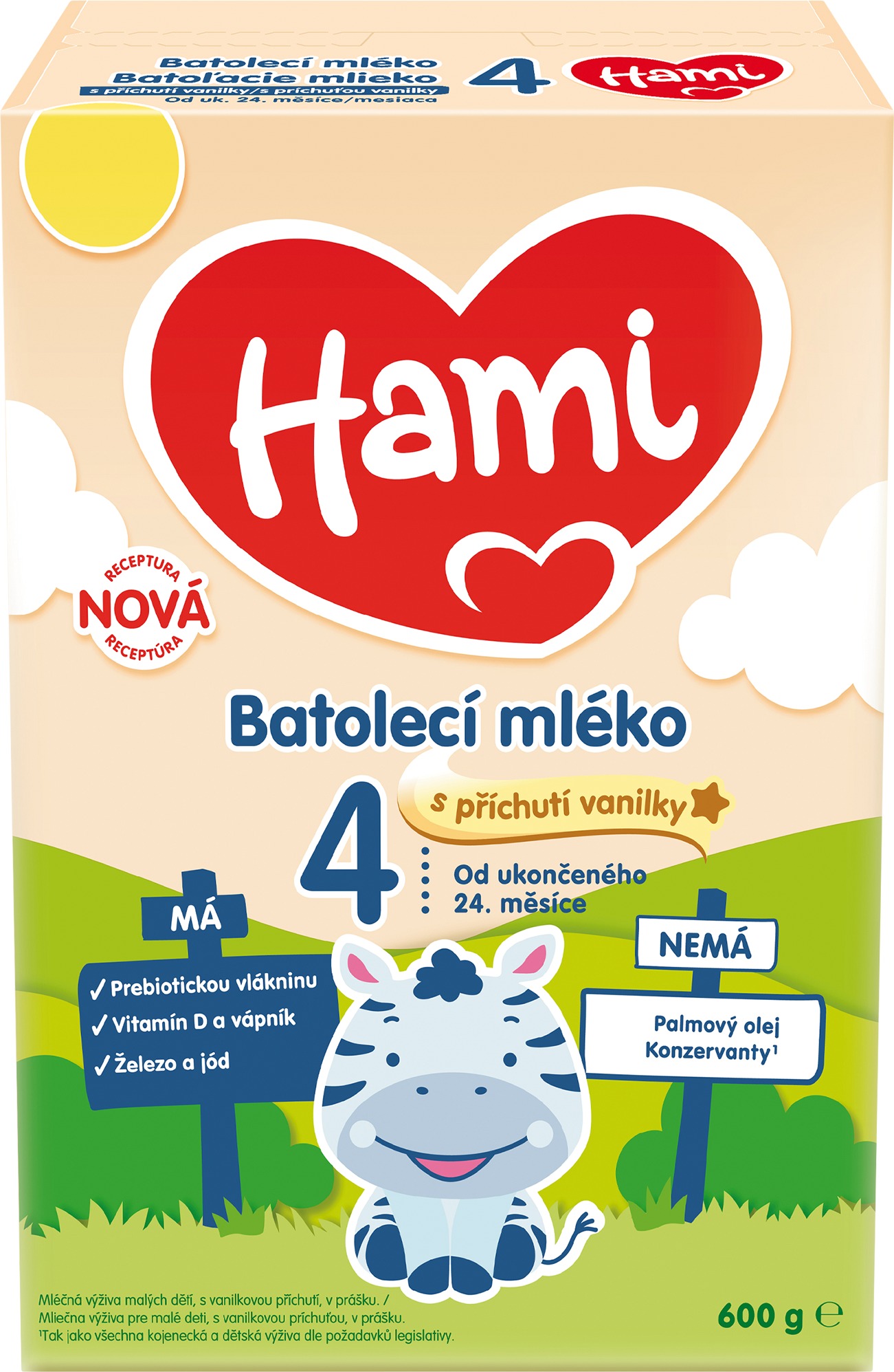 Hami 4 batolecí mléko s příchutí vanilky 600 g