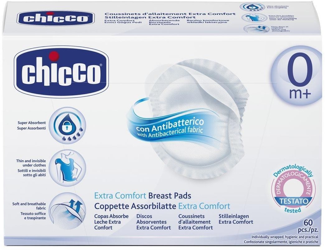 CHICCO Tampóny do podprsenky antibakteriální 60 ks