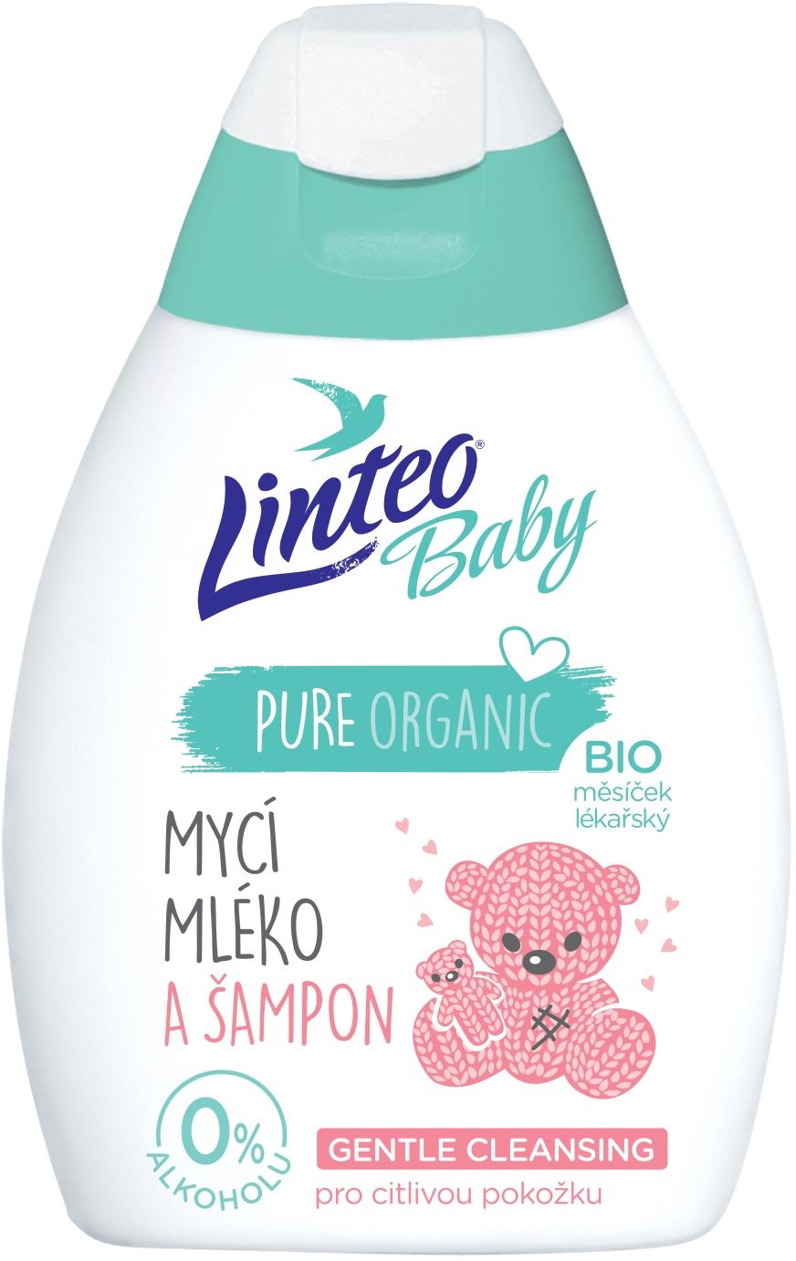 LINTEO BABY Mycí mléko a šampon s BIO měsíčkem lékařským 250 ml