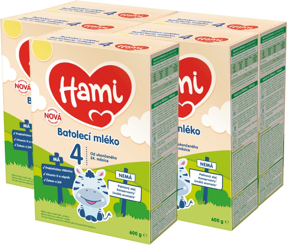 Hami 4 Batolecí mléko 24m+ (5× 600 g)