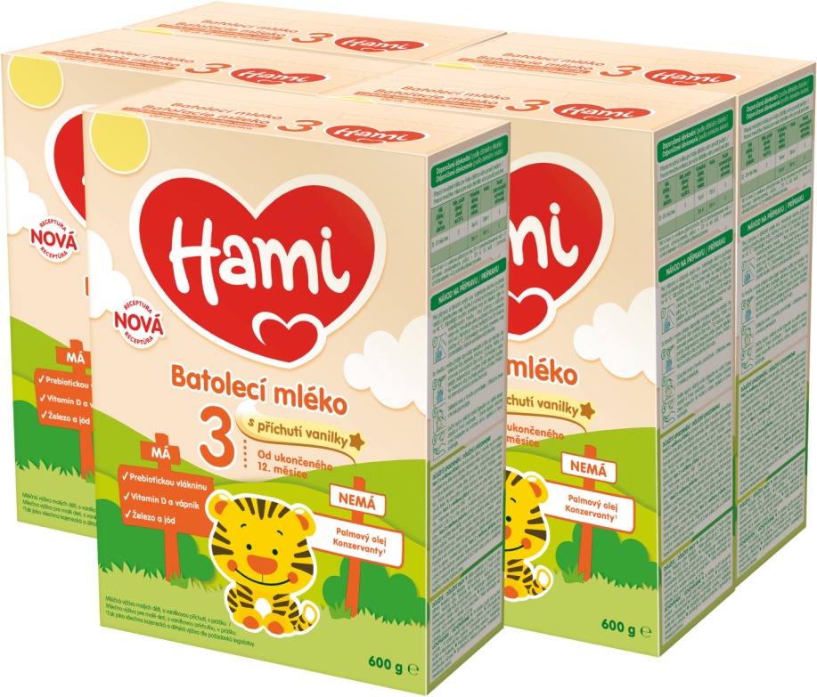 Hami 3 batolecí mléko s příchutí vanilky 5× 600 g