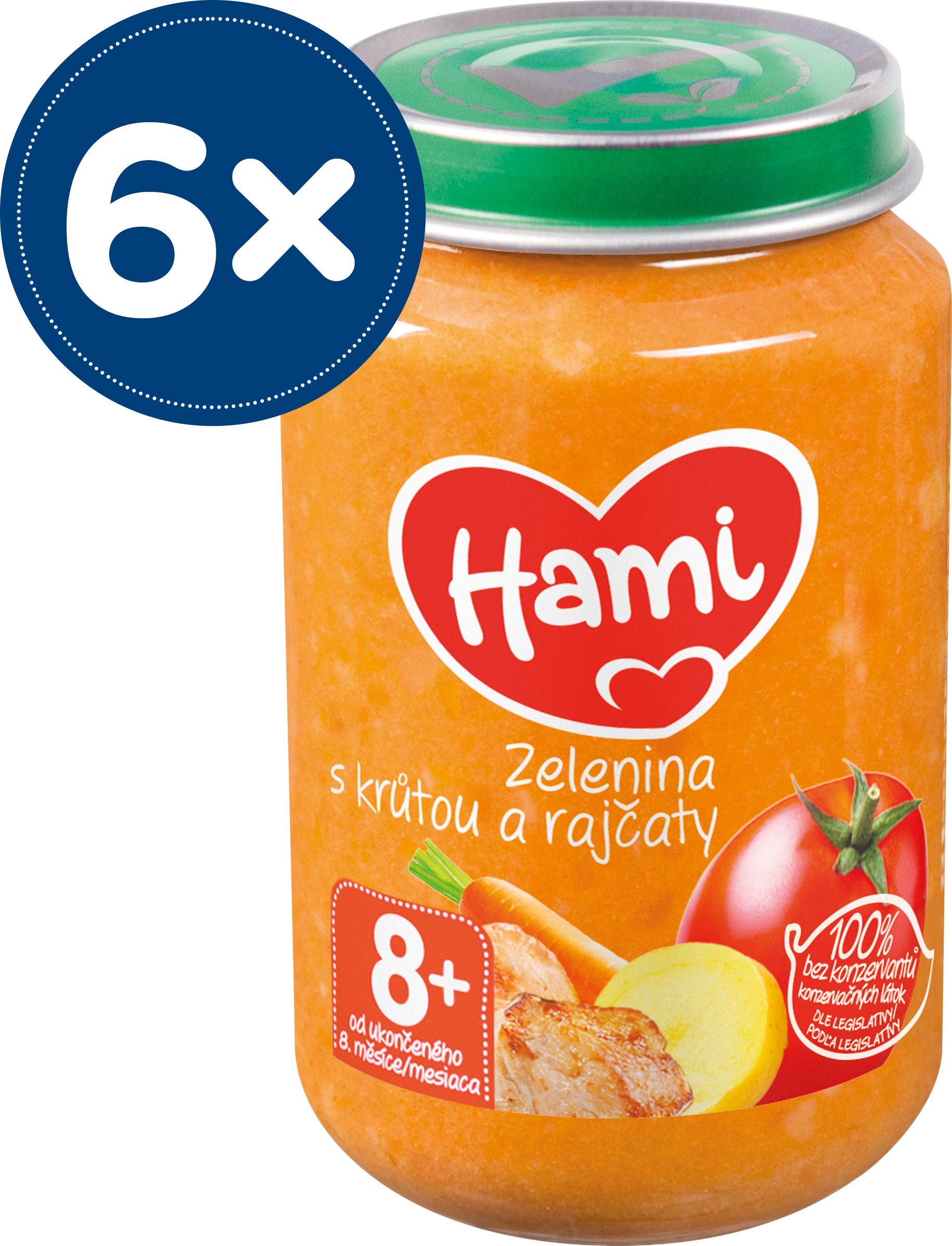 Hami Zelenina s krůtou a rajčaty 6× 200 g