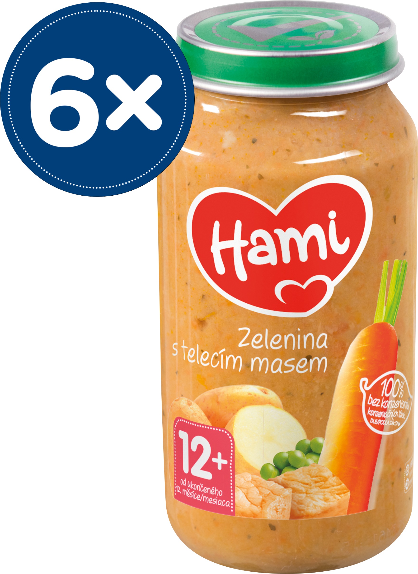 Hami Zelenina s telecím masem 6× 250 g