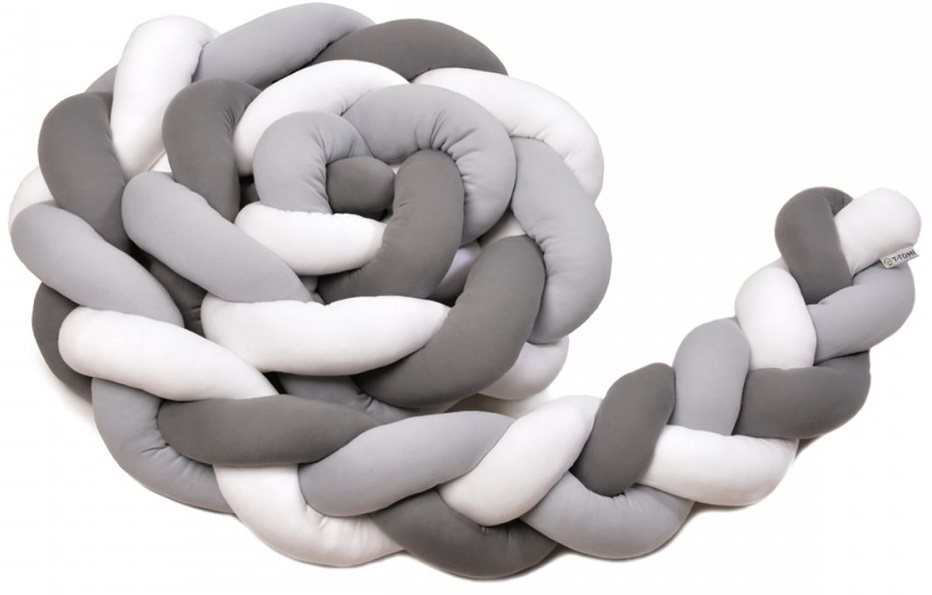 T-TOMI Pletený mantinel 180 cm, white / grey / anthracite