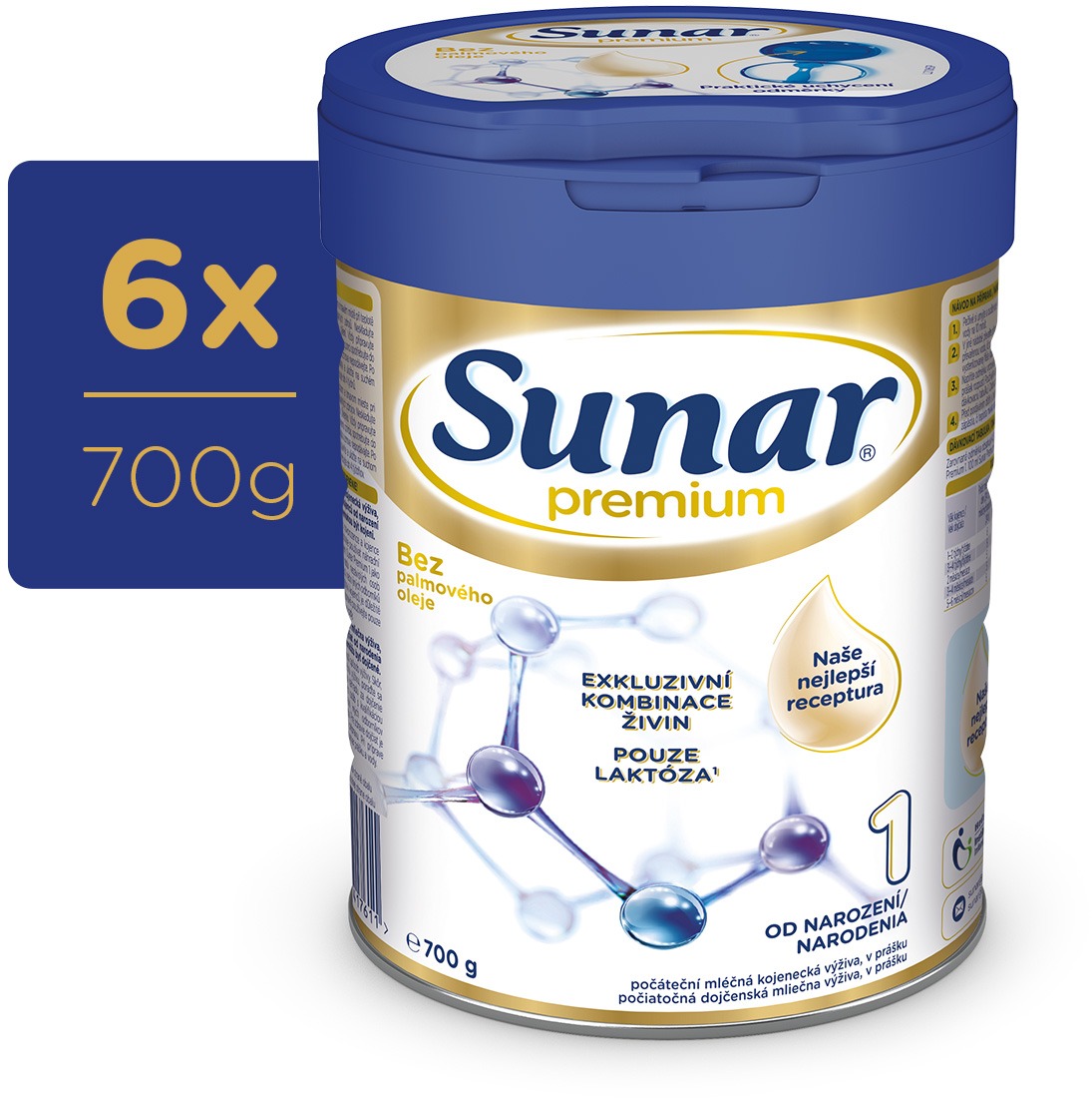 Sunar Premium 1 počáteční kojenecké mléko, 6× 700 g