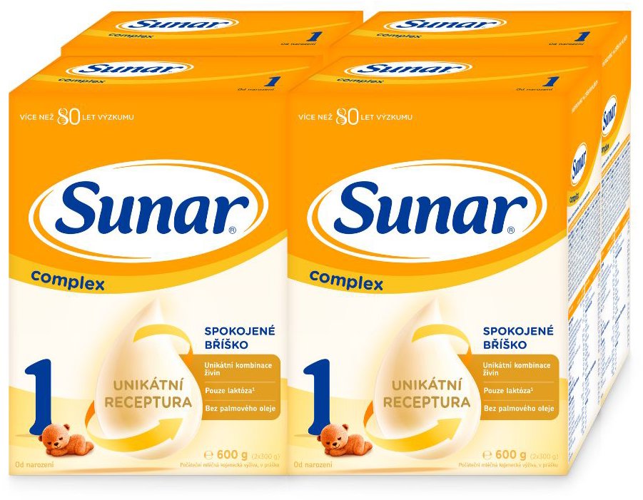 Sunar Complex 1 počáteční kojenecké mléko, 4× 600 g