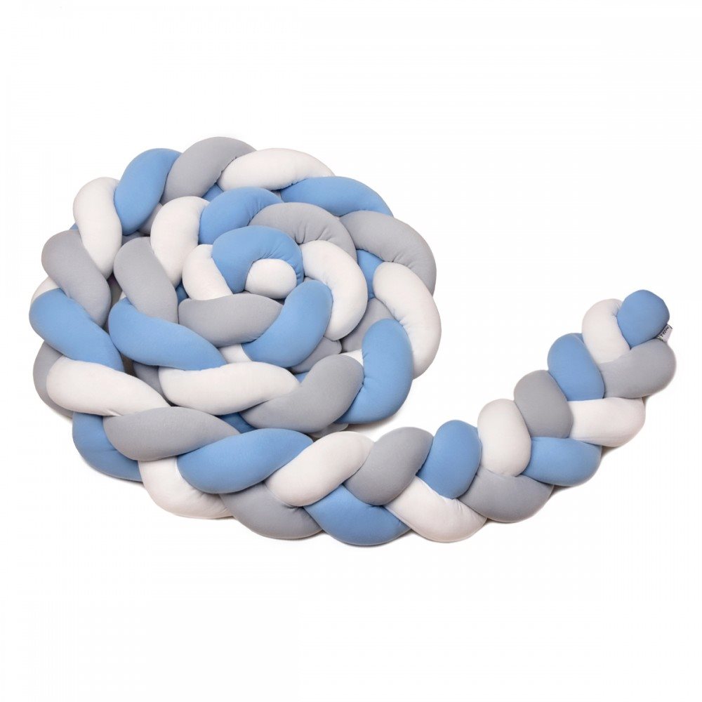 T-TOMI Pletený mantinel 360 cm, white + grey + blue