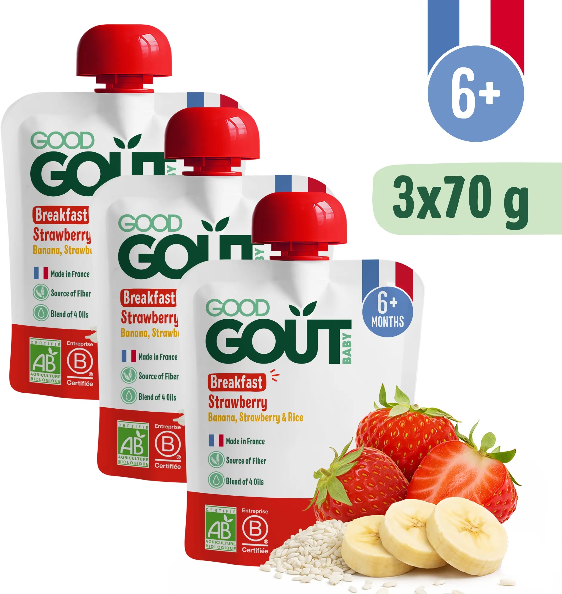 Good Gout BIO Jahodová snídaně 3× 70 g