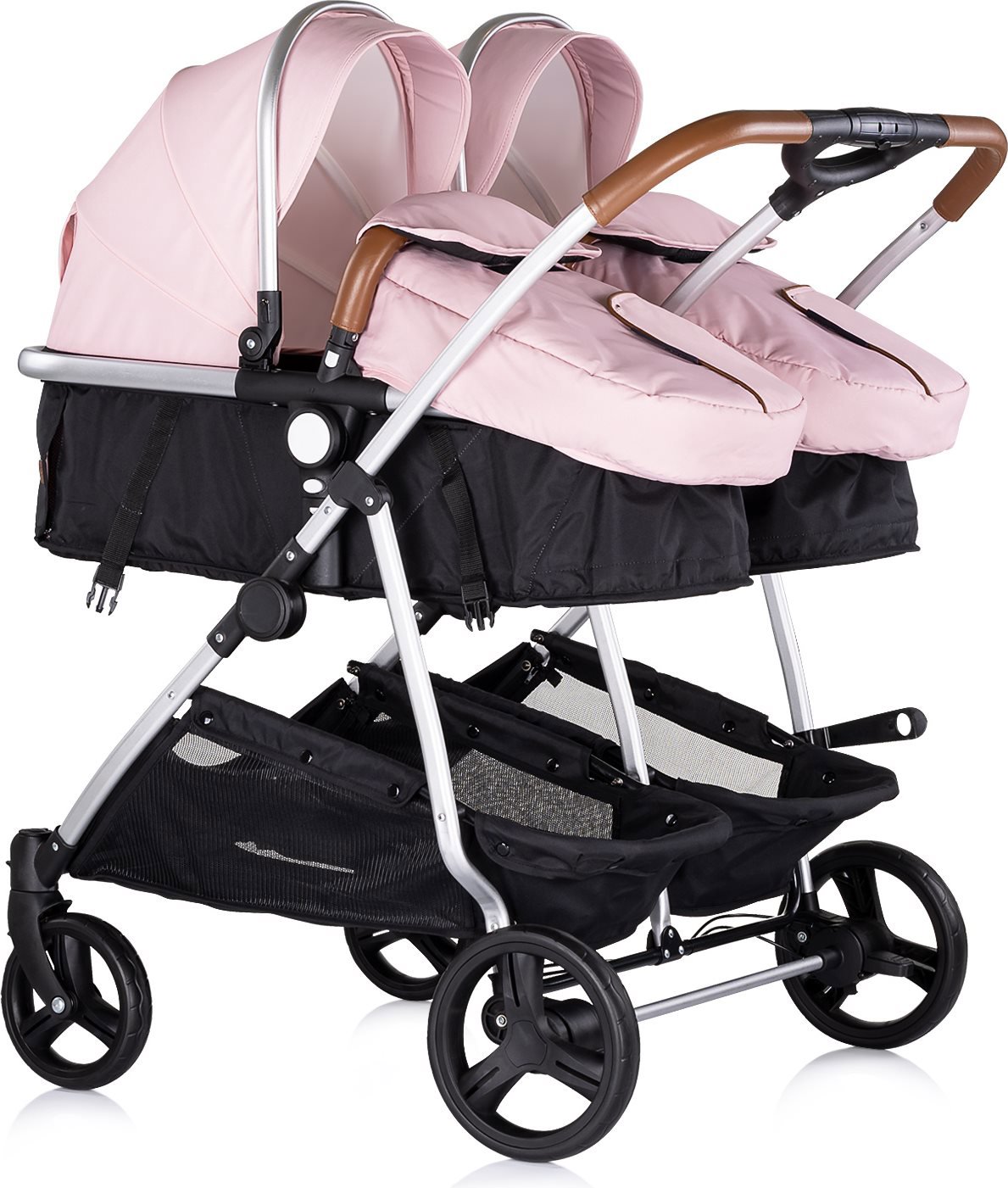 CHIPOLINO Kočárek pro dvojčata/nestejně staré děti - kombinovaný Duo Smart Pink Marshmallow