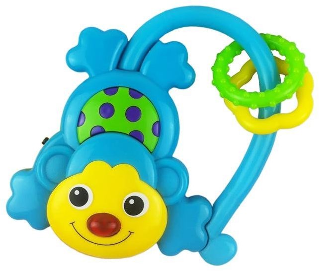 Baby Mix Dětské chrastítko se zvukem, opička modrá
