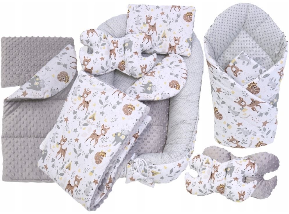 EliNeli Set do postýlky, 7dílná sada Lesní zvířátka s teepee