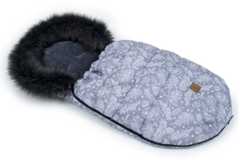 Mamo Tato Zimní fusak Lux s kožešinkou, Šišky, 50 × 100 cm, grafit/šedý