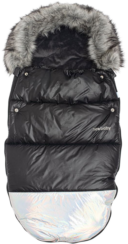 New Baby Luxusní fusak s kožíškem Shine, černo stříbrný