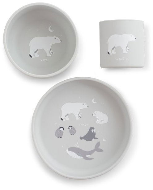 Saro Baby Silikonová jídelní sada Polaris Grey