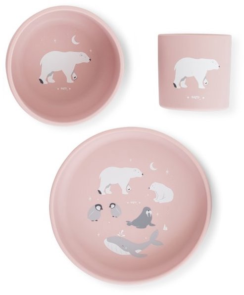 Saro Baby Silikonová jídelní sada Polaris Pink