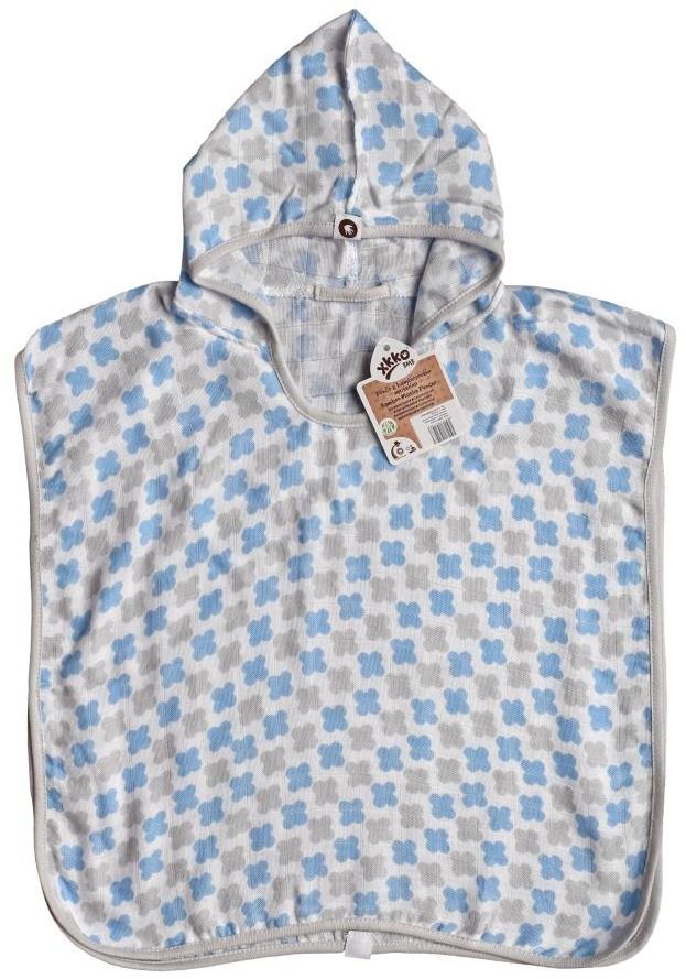 XKKO BMB Bambusové mušelínové pončo Cross Baby Blue Vel. 2 (2-3 roky)