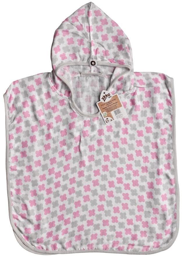 XKKO BMB Bambusové mušelínové pončo Cross Baby Pink Vel. 2 (2-3 roky)