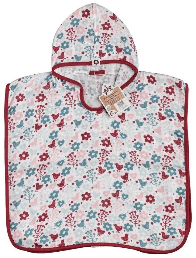 XKKO BMB Bambusové mušelínové pončo Flowers&Birds Girls Vel. 2 (2-3 roky)
