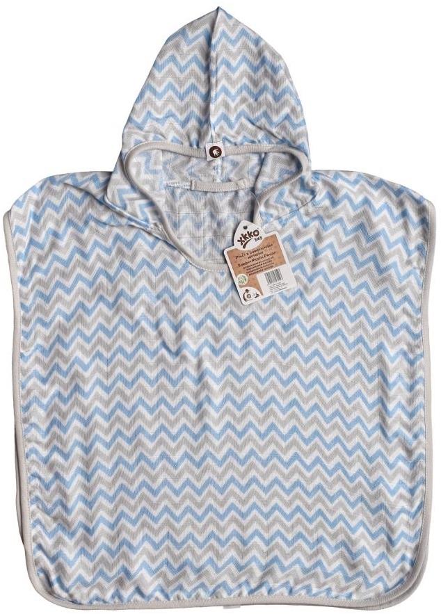 XKKO BMB Bambusové mušelínové pončo Chevron Baby Blue Vel. 1 (1-2 roky)