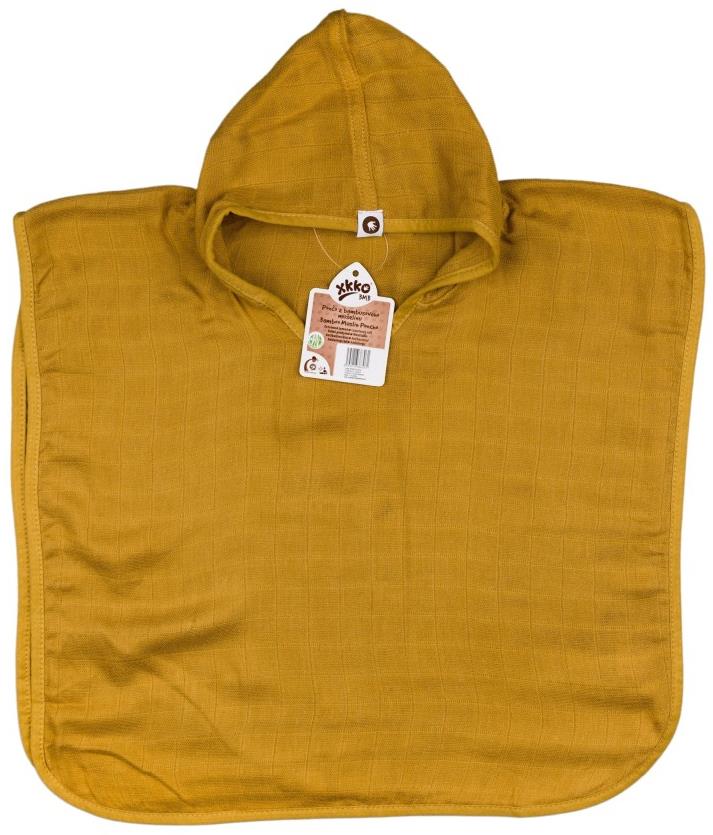XKKO BMB Bambusové mušelínové pončo Colours Honey Mustard Vel. 1 (1-2 roky)