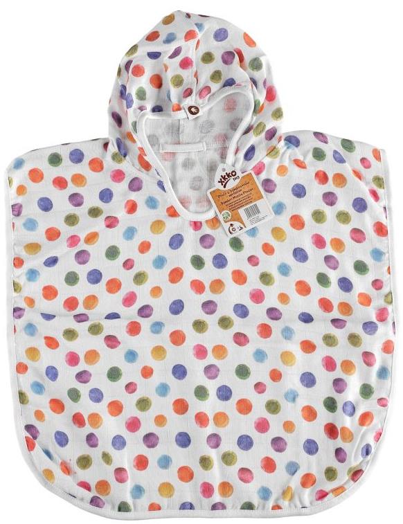 XKKO BMB Bambusové mušelínové pončo Digi Watercolour Polka Dots Vel. 2 (2-3 roky)